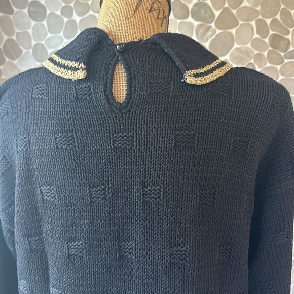 Vintage Bechamel Black collared Christmas sweater size medium  - Picture 6 of 9